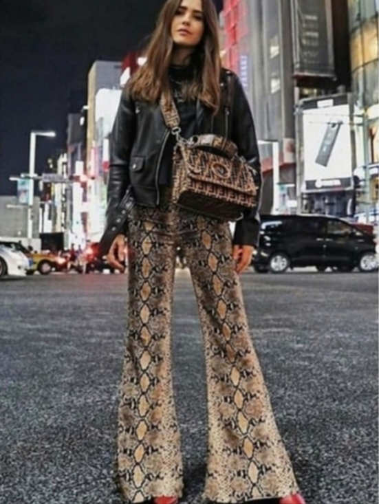 Zara Pants - Zara Women's Python Snake Print Flareleg Trousers XL